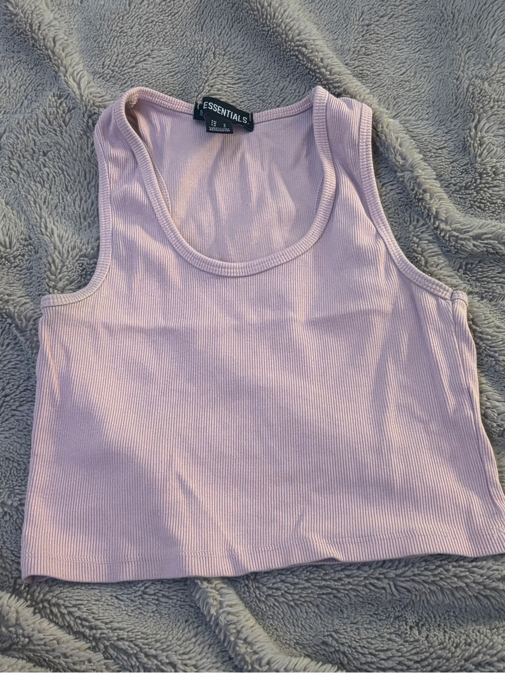 ESSENTIALS Ribbed Cropped Tank Top in Light Pink